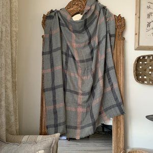 Gray and Pink Plaid Scarf